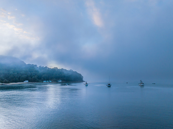 One foggy morning over the bay