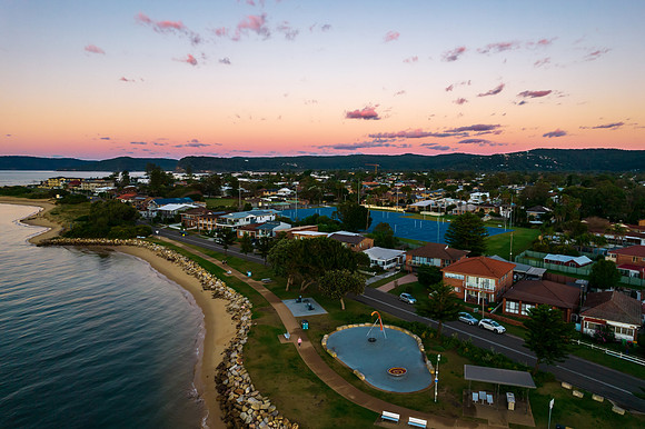 Aerial view sunrise at the channel