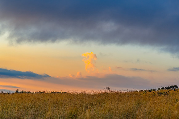 Sunset views over rural farmland with clouds