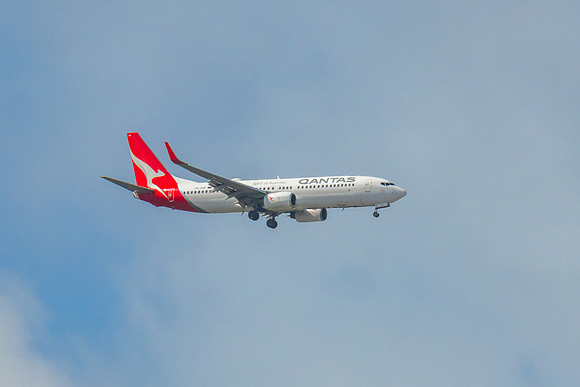 Qantas Spirit of Australia VH-VZE Aircraft in the cloudy afterno