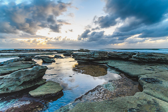 Early Morning Cloudy Seascape
