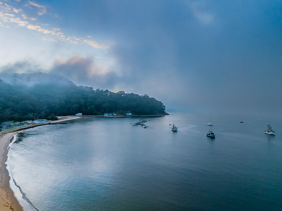 One foggy morning over the bay