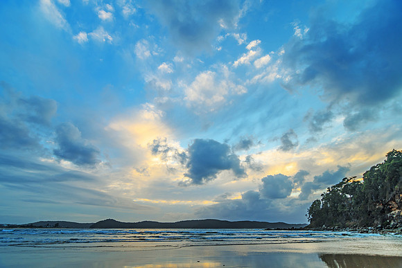 Dawn Seascape with Cloudy Sky