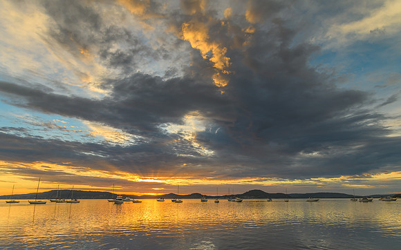 Sunrise and Clouds - Waterscape over the Bay