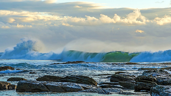 Early Morning Seascape with Waves