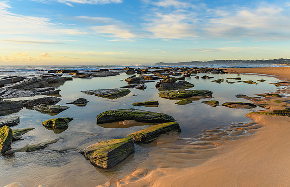 Early Morning Rocky Beach Scenery