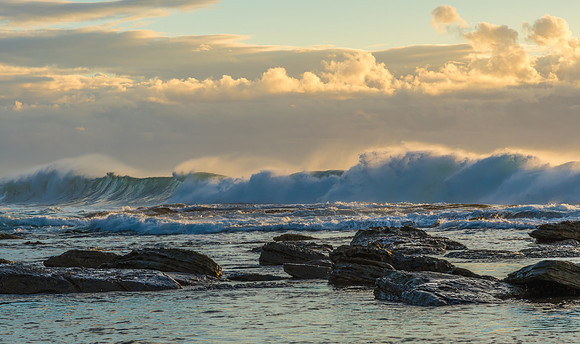 Early Morning Seascape with Waves