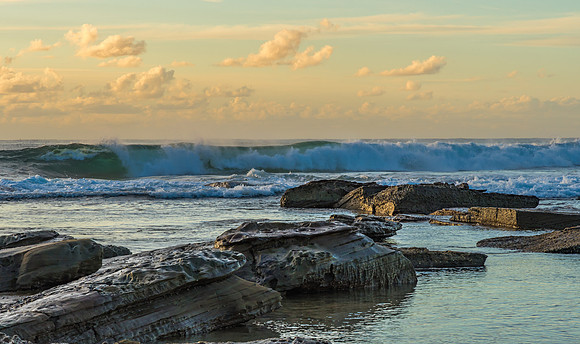 Early Morning Seascape with Waves