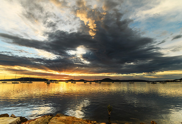 Sunrise and Clouds - Waterscape over the Bay