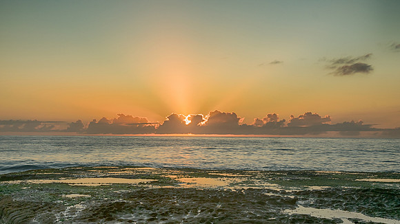 Sunrise Seascape with Sun Rays