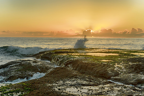 Sunrise Seascape with Sun Rays