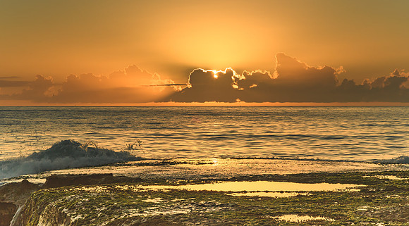Sunrise Seascape with Sun Rays