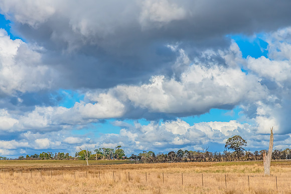 Clouds and a Winter sky over rural land