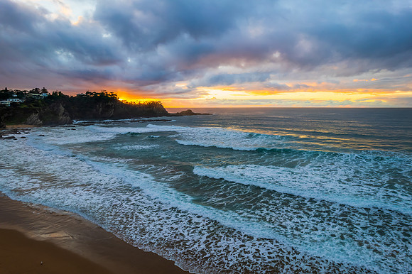 South Coast Sunrise Seascape and light high cloud