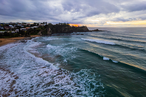 South Coast Sunrise Seascape and light high cloud