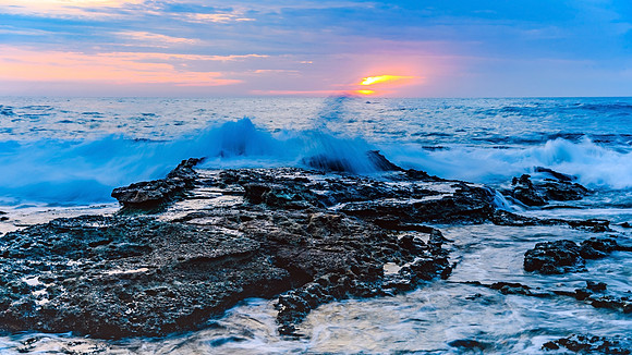 Sunrise Seascape and Rocky Headland