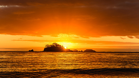 Sunrise Seascape with Island