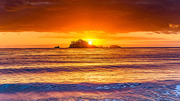 Sunrise Seascape with Island