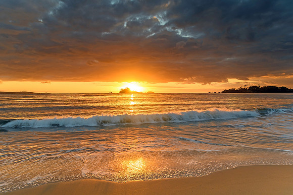 Sunrise Seascape with Island