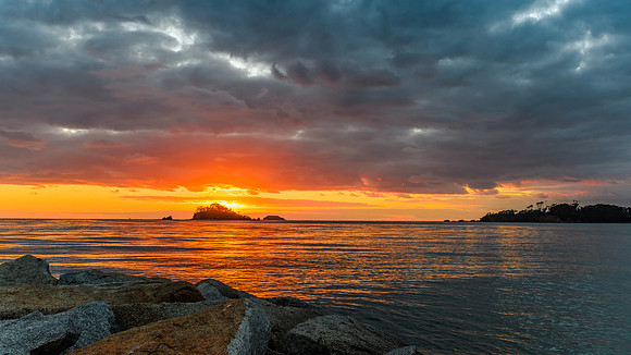Sunrise Seascape with Island