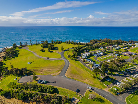 A winters day aerial seascape over Bermagui