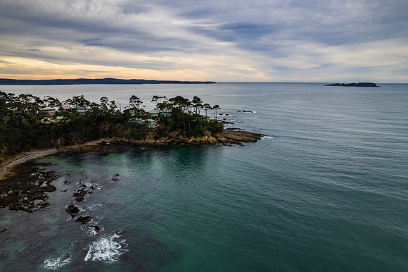 Cloudy morning seascape at Denhams Beach
