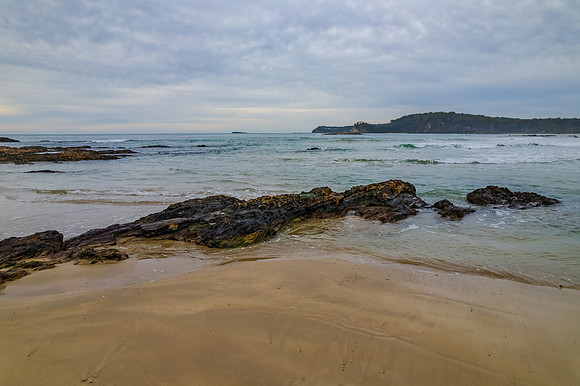 Cloudy morning seascape at Denhams Beach