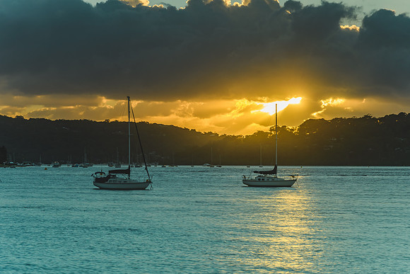 Sunrise Waterscape with Boats
