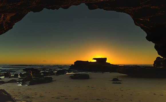 Sunrise Seascape from Cave