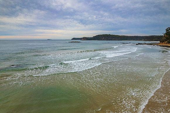 Cloudy morning seascape at Denhams Beach