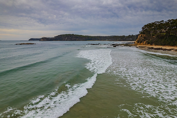 Cloudy morning seascape at Denhams Beach