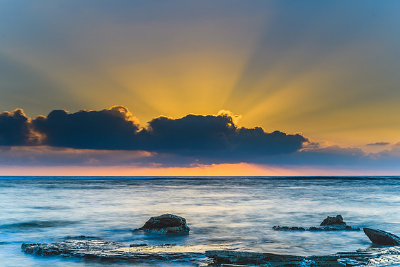 Sunrise Seascape and Sun Rays