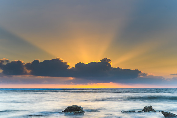 Sunrise Seascape and Sun Rays