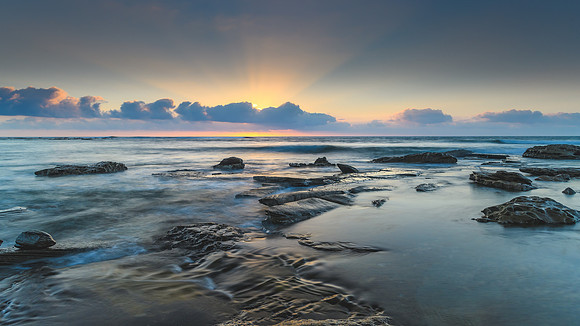 Sunrise Seascape and Sun Rays