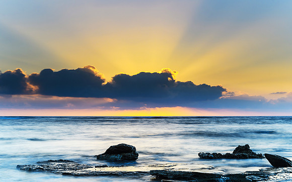 Sunrise Seascape and Sun Rays