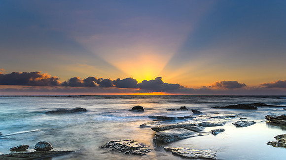 Sunrise Seascape and Sun Rays