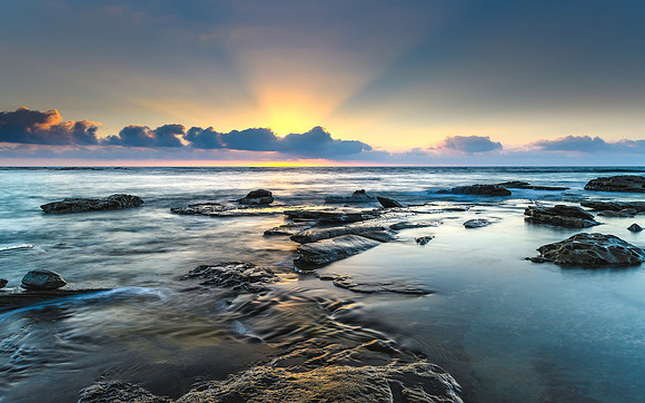 Sunrise Seascape and Sun Rays