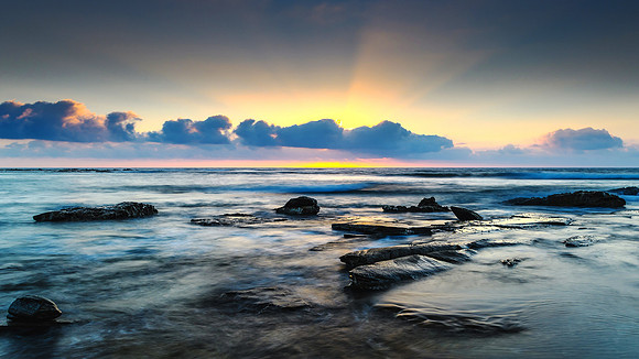 Sunrise Seascape and Sun Rays
