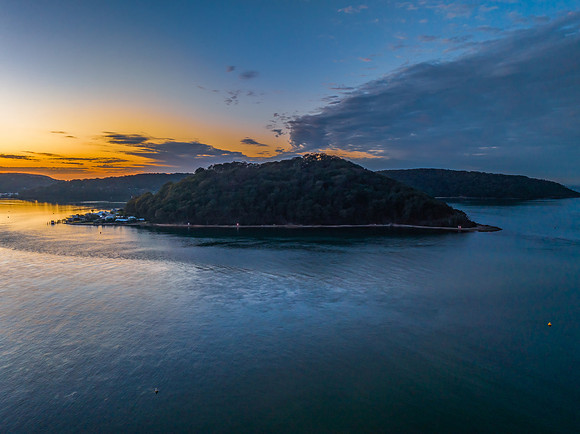 Sunrise views over the channel and bay with boats