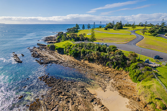 A winters day aerial seascape from Bermagui