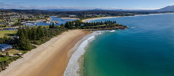 A winters day aerial view at the seaside