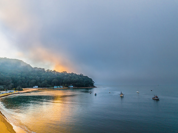 One foggy morning over the bay