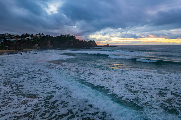 South Coast Sunrise Seascape and light high cloud