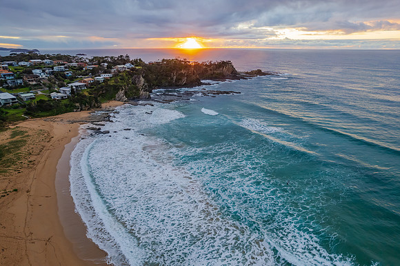South Coast Sunrise Seascape and light high cloud
