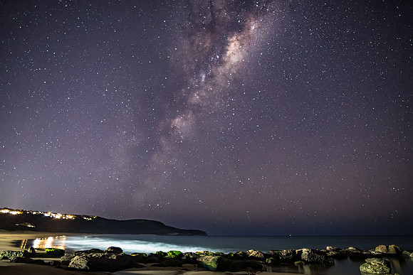 Stargazing at the night sky and the Milky Way Galaxy