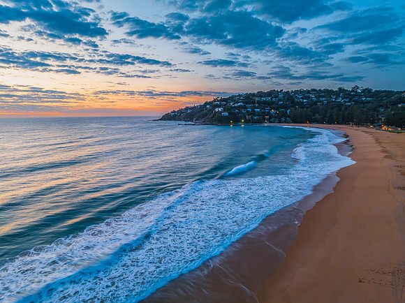 Sunrise at the seaside with clouds