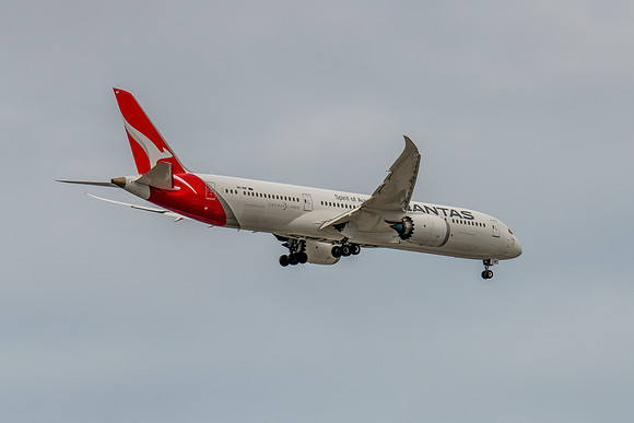 Qantas (Spirit of Australia) VH-ZNF Aircraft in the cloudy after