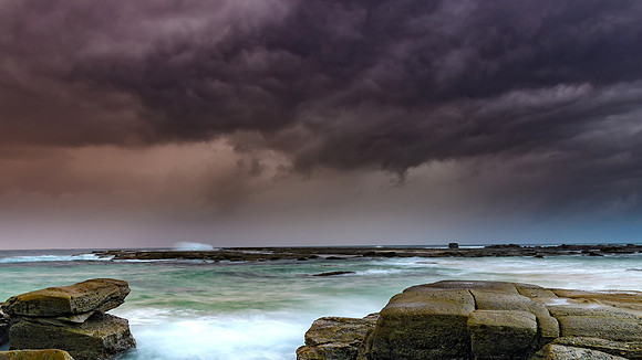 Moody and Cloudy  Morning Seascape
