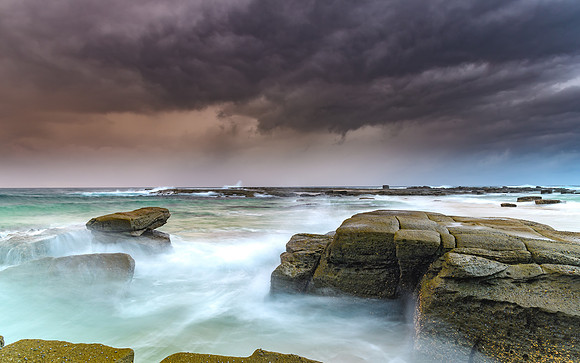 Moody and Cloudy  Morning Seascape