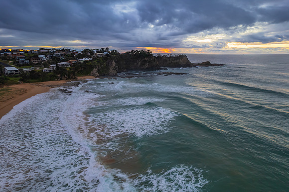 South Coast Sunrise Seascape and light high cloud
